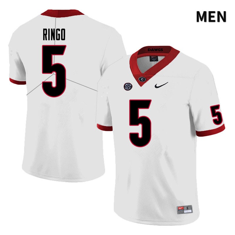 Georgia Bulldogs Men's Kelee Ringo #5 White Stitched College UGA Football Jersey 23TM016KT